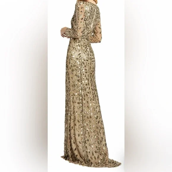 Mac Duggal 5002 Fully Sequined Deep V-Neck Trumpet Dress - Picture 3 of 3